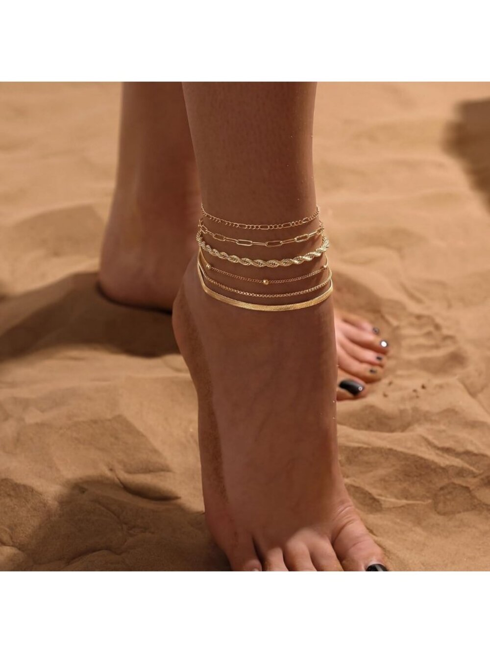 Stylish Waterproof Dainty Ankle Bracelets for Women - Perfect Summer Accessory - Picture 3 of 9